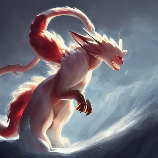 Prompt: Pokémon NineTails, Greg rutkowski, Trending artstation, cinematográfica, digital Art