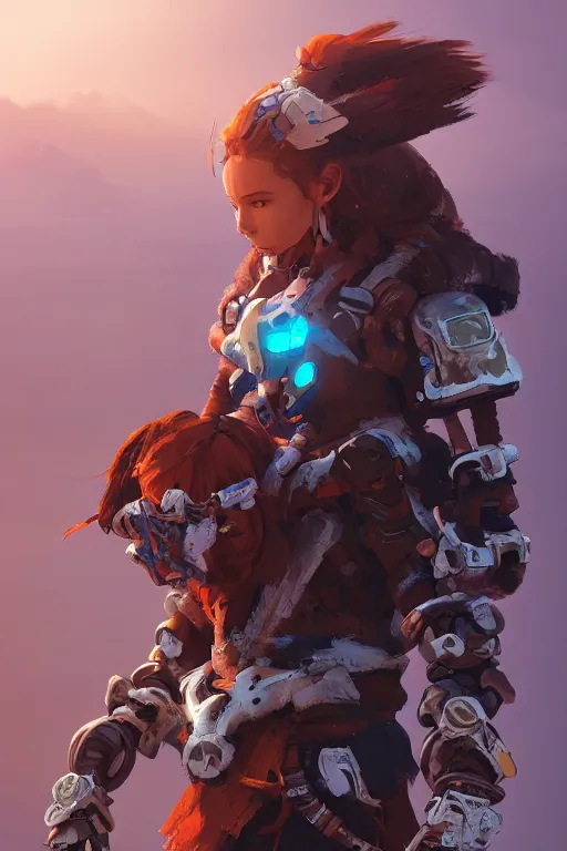 Image similar to combination suit armor aloy horizon forbidden west horizon zero dawn robot ninja mask helmet backpack tribal, aesthetic octane render, 8 k hd resolution, by ilya kuvshinov and cushart krentz and gilleard james radiating a glowing aura cgi rtx 2 0 2 2