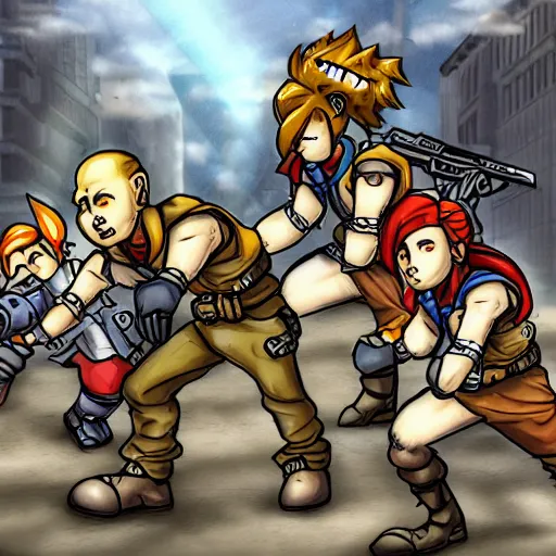 Image similar to timesplitters in the style of chrono trigger, concept art