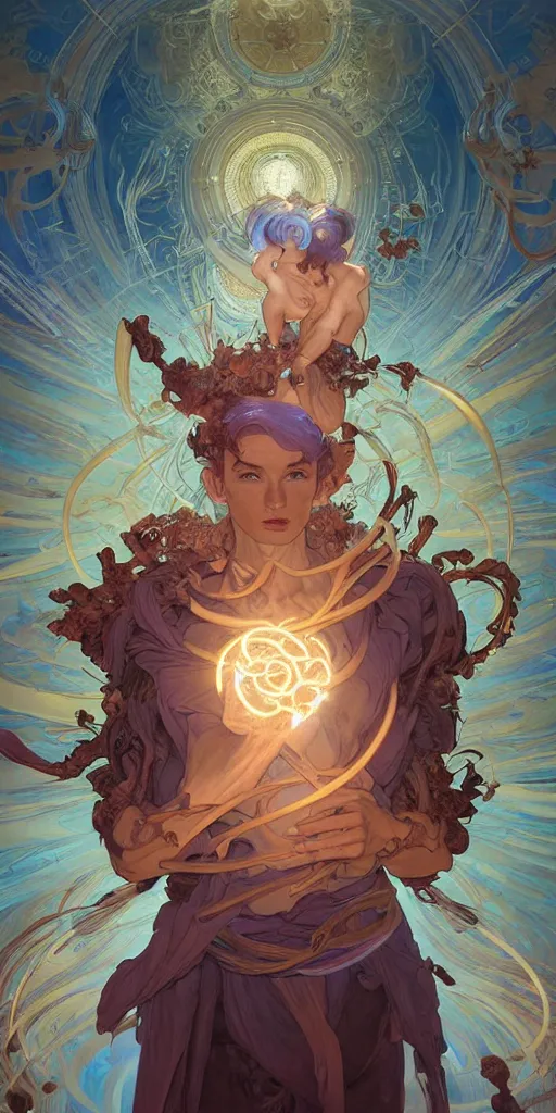 Image similar to pan-dimensional omnipotent beings, intricate, highly detailed, digital painting, artstation, concept art, smooth, sharp focus, illustration, Unreal Engine 5, 8K, art by artgerm and greg rutkowski and alphonse mucha, by Jesper Ejsing, by RHADS, Makoto Shinkai and Lois van baarle, ilya kuvshinov, rossdraws