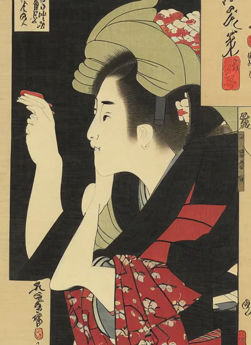 Prompt: ukiyo - e of a beautiful girl emma watson by utagawa kuniyasu and utagawa kunimasa, 1 7 9 6, edo period