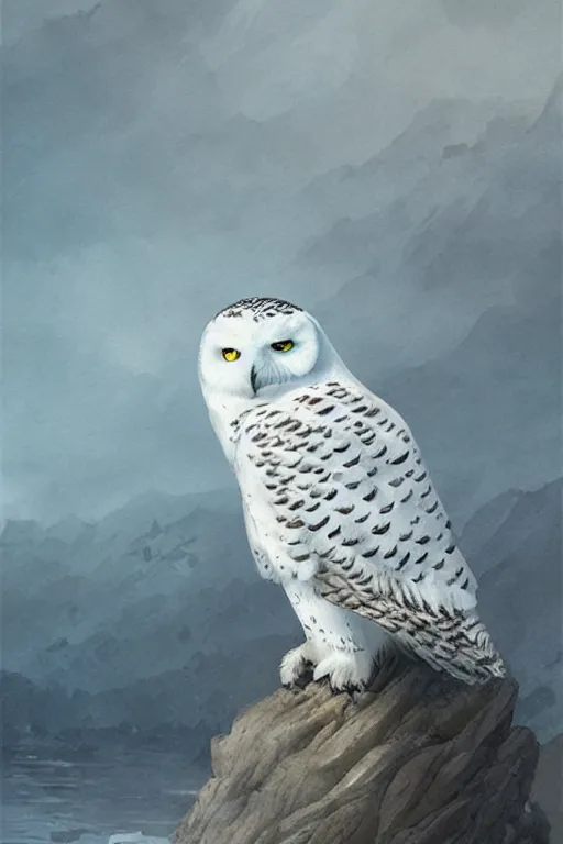 Prompt: snowy owl, water color, D&D, fantasy, highly detailed, digital painting, artstation, concept art, matte, sharp focus, illustration, art by Ivan Gantschev and Greg Rutkowski