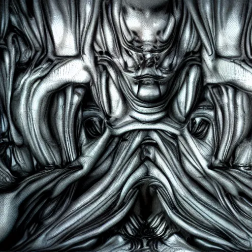 Image similar to HYPER REALISTIC VFX SIMULATION of one of H.R GIGER'S works