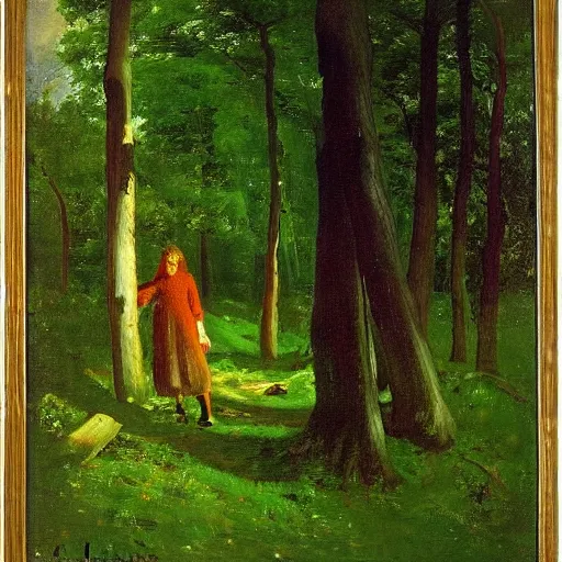 Prompt: aphex twin on the forest by harriet backer