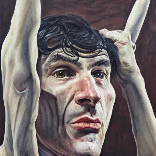 Image similar to high quality high detail painting by lucian freud, hd, henry rollins