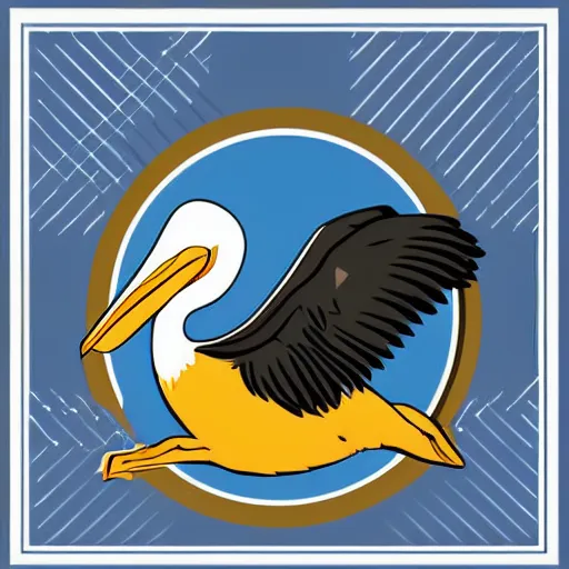 Prompt: pelican wearing a suit vector art pin - up