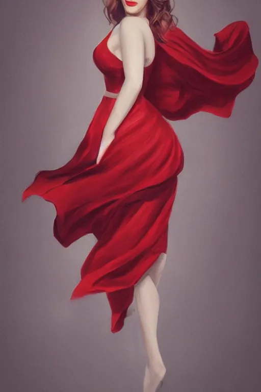 Image similar to Full body Portrait of young, beautiful kat dennings, red dress, full of details, dslr camera quality, photorealistic, concept art, smooth, by Ina Wong and wlop ，trending on cgsociety and artstation，8kHDR，light effect