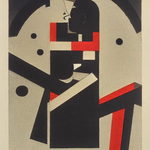 Prompt: two mechanical women kissing by el lissitzky, big tech corporate art style, memphis design, bauhaus