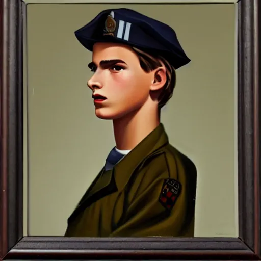 Image similar to 1 9 5 0 s rebel teen male at the police station, art by wes hempel