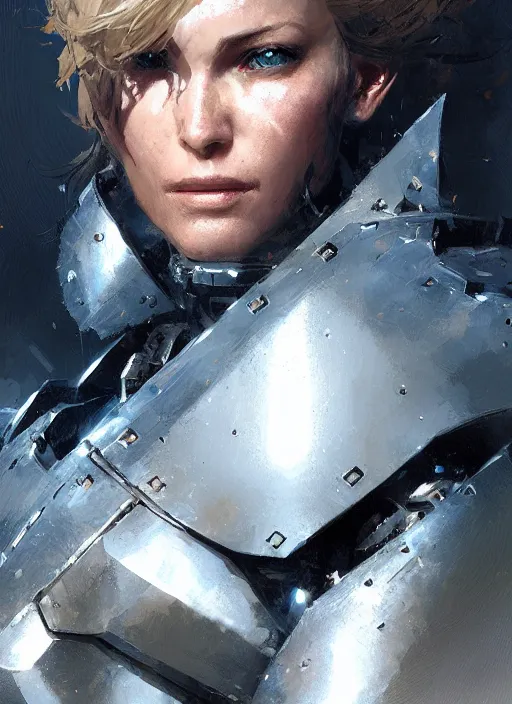 Image similar to epic woman portrait in armour made out of strongest metal gear by greg rutkowski and craig mullins