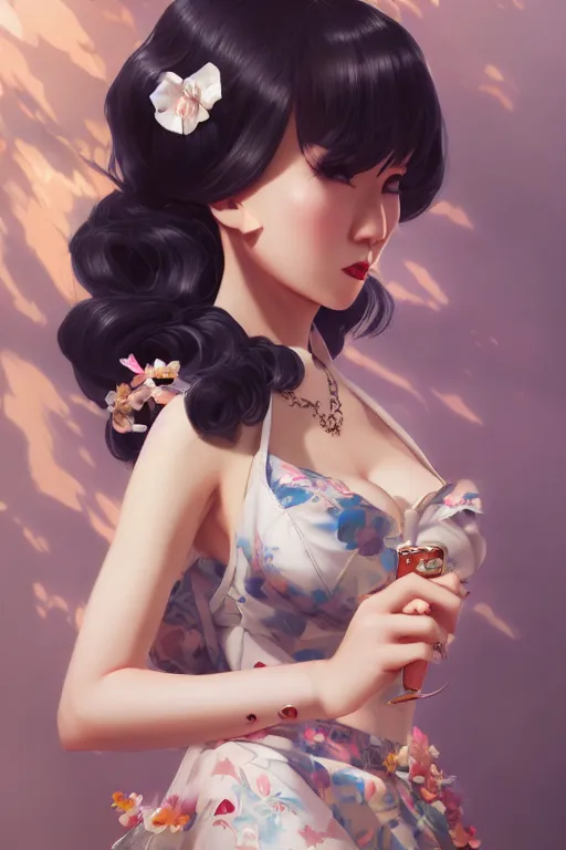 Image similar to a pin up and beautiful fashion charming dreamlke japan girl with lv jewelry, character art, art by artgerm lau and wlop and and ilya kuvshinov and john singer sargent, hyperdetailed, 8 k realistic, symmetrical, frostbite 3 engine, cryengine, dof, trending on artstation, digital art