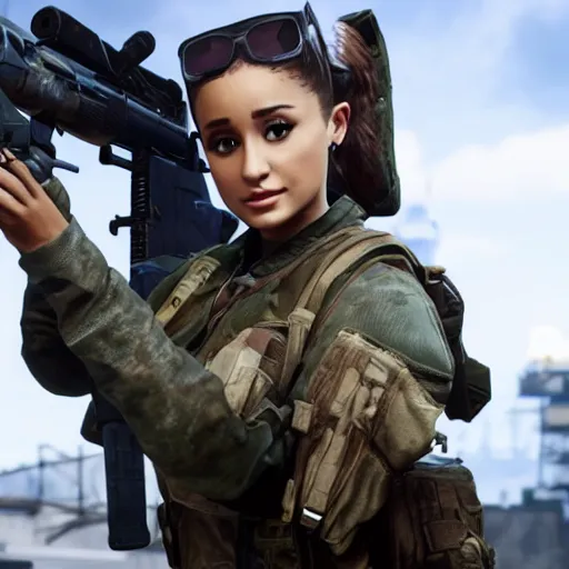 Image similar to Ariana Grande in Call of Duty, 4k