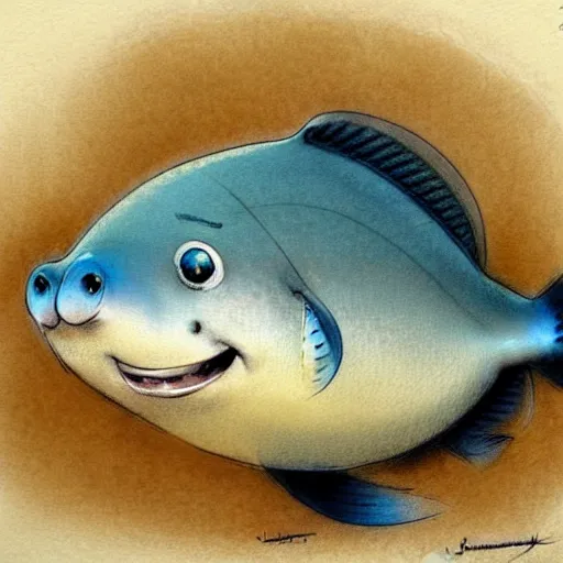 Prompt: ( ( ( ( ( obese rotund cartoon fish. muted colors. ) ) ) ) ) by jean - baptiste monge!!!!!!!!!!!!!!!!!!!!!!!!!!!