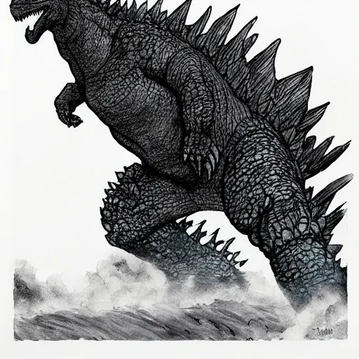 Image similar to godzilla by richard anuszkiewicz