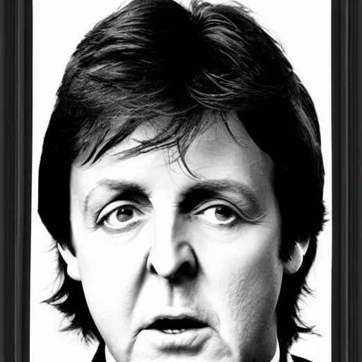 Prompt: a framed portrait of Paul McCartney, 8k, high definition, highly detailed, photo-realistic