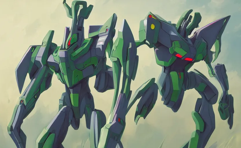 Image similar to A painting of Unit-01 from Evangelion trending on artstation in the style of Greg Rutkowski