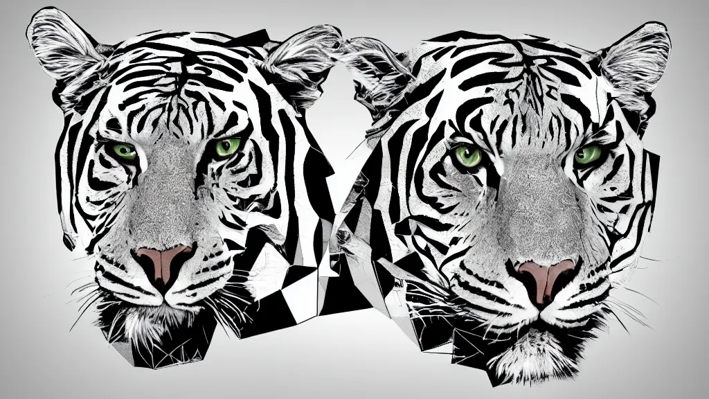 Image similar to digital art coherent irregular polygon tiger