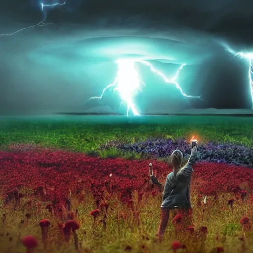 Image similar to a dramatic nuclear explosion but with flowers, mushroom, dramatic lightning, octane render, cinematic rendering, 8k