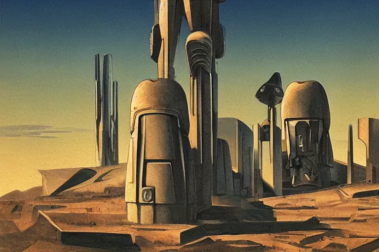 Image similar to cyborgs wander cybernetic architecture alien scifi landscape concept art by giorgio de chirico