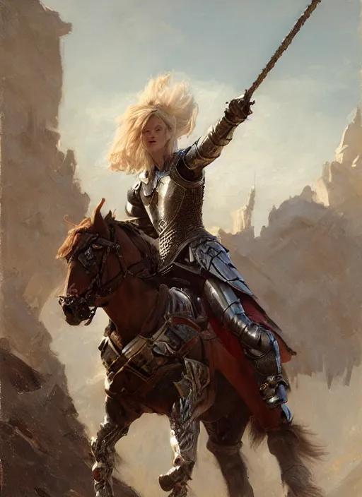 Prompt: short muscular blonde woman wearing realistic medieval armour, mackenzie davis, detailed by gaston bussiere, bayard wu, greg rutkowski, maxim verehin, greg rutkowski, masterpiece, sharp focus, cinematic lightning