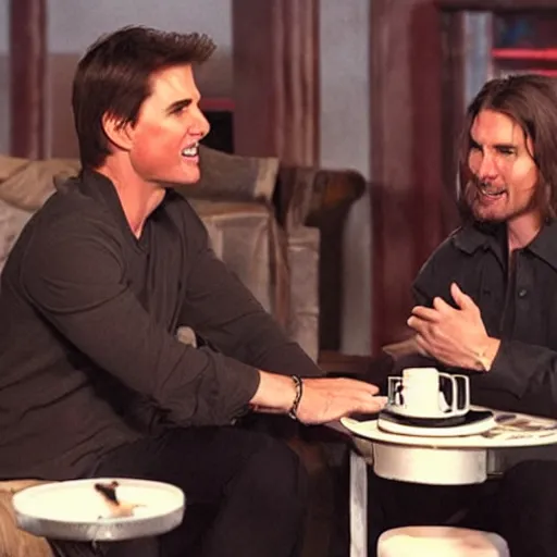 Prompt: Drunk Tom Cruise talking with Jesus