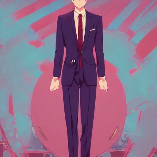 Image similar to wall street trader wearing intricate vintage suit and clothes fashion by ilya kuvshinov and annav dittmann and studio ghibli and wlop and rossdraws, digital art, blue lighting, trending on artstation, marvel arts, featured on pixiv, blue lighting, hd, 8 k, highly detailed, good lighting, beautiful, epic, masterpiece