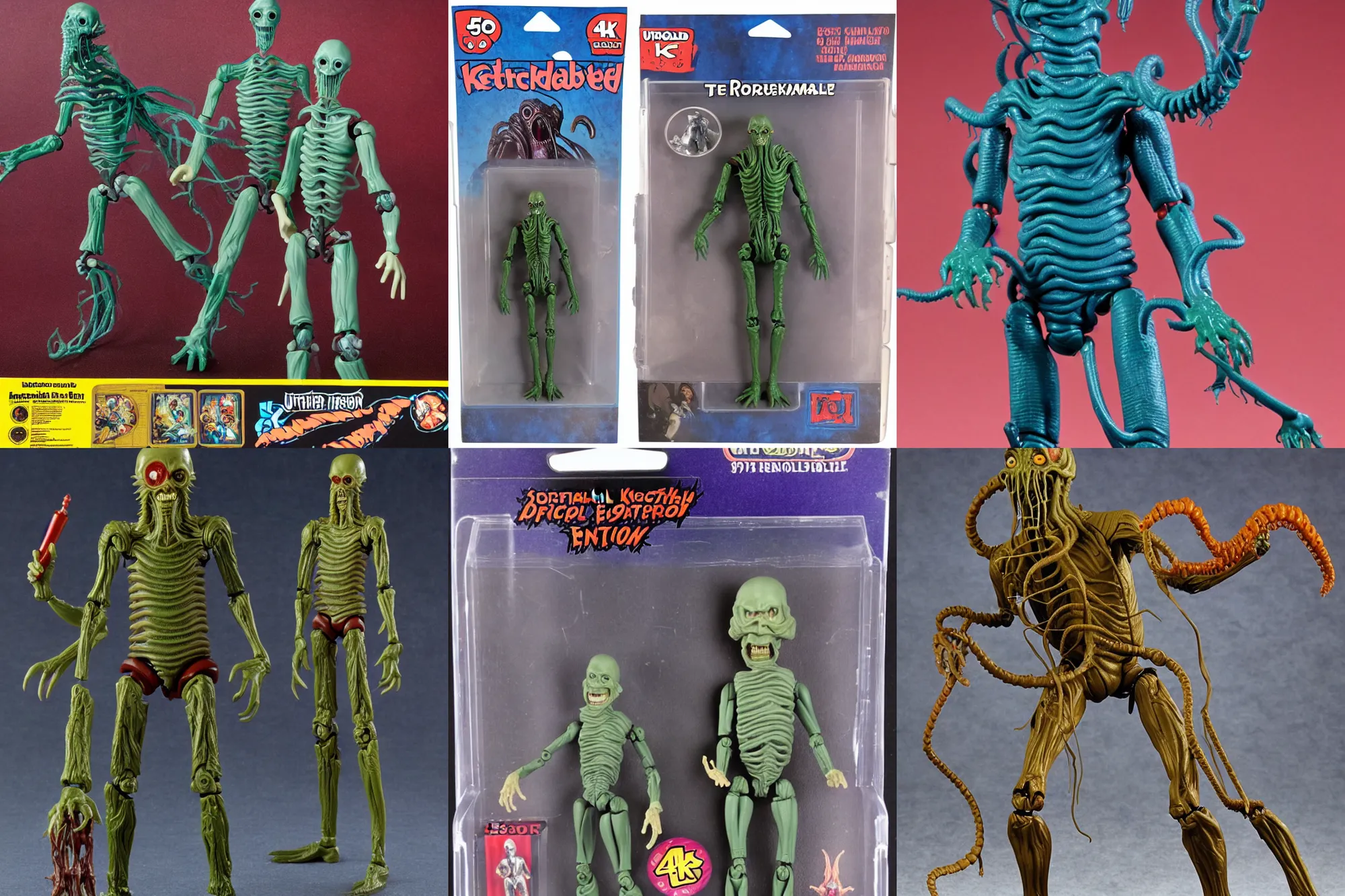 Prompt: unspeakable eldritch horror as a 1980's Kenner style action figure, 5 points of articulation, full body, 4k, highly detailed