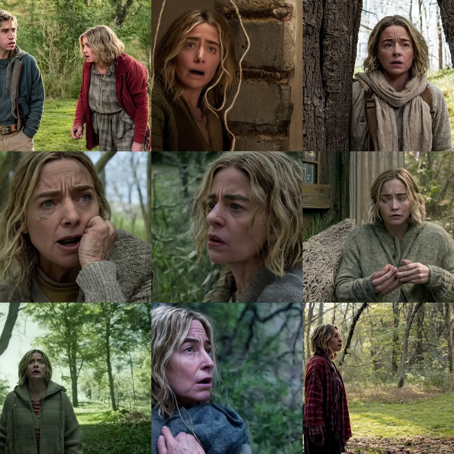 Prompt: a film still from a quiet place ( 2 0 1 8 )