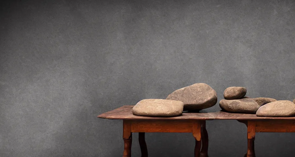 Image similar to studio photography of two ancient stone tables, ten commandments, studio lighting, solid color background 8k