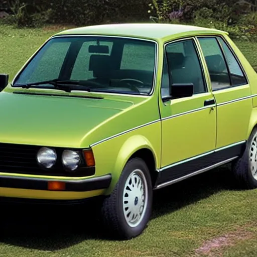 Image similar to 1980 Volkswagen designed by a lime, product photo,