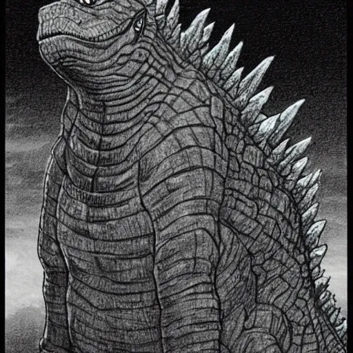 Image similar to godzilla drawn david mckean