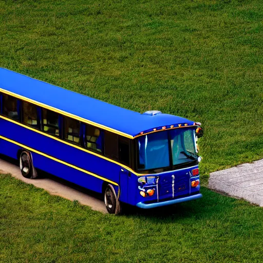 Image similar to a schoolbus shaped like berlusconi's head