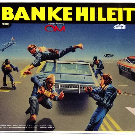 Image similar to 1979 OMNI Magazine, bank robbers fleeing the police, Highly Detailed, 8k :4 by Vincent Di Fate : 8