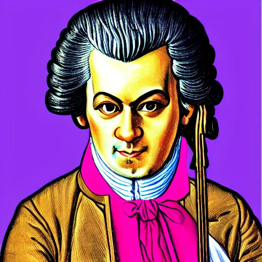 Image similar to original illustration of Mozart by Lisa Frank