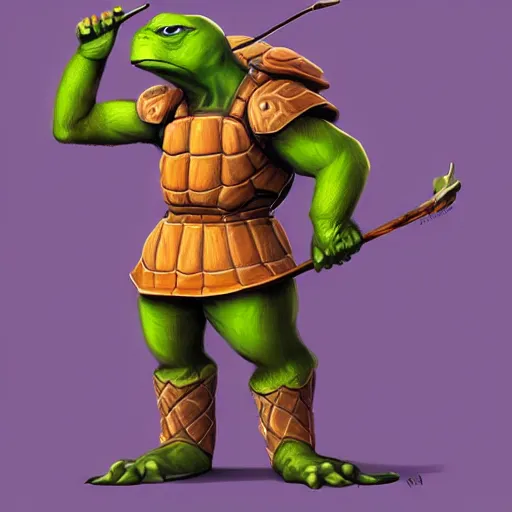 Prompt: anthropomorphic turtle hero by azamat khairov