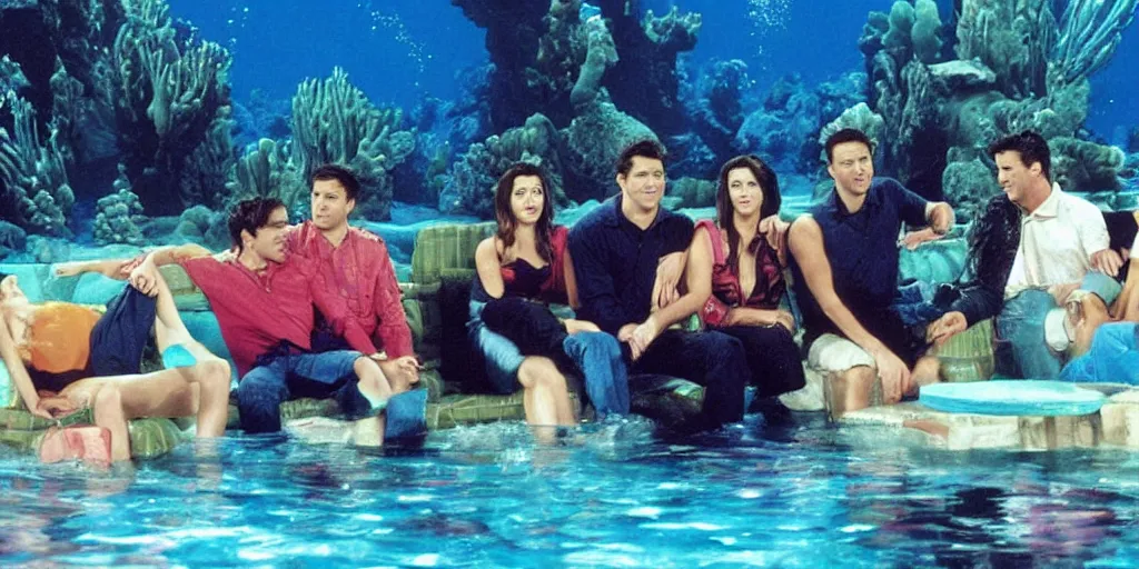 Prompt: A Friends episode underwater