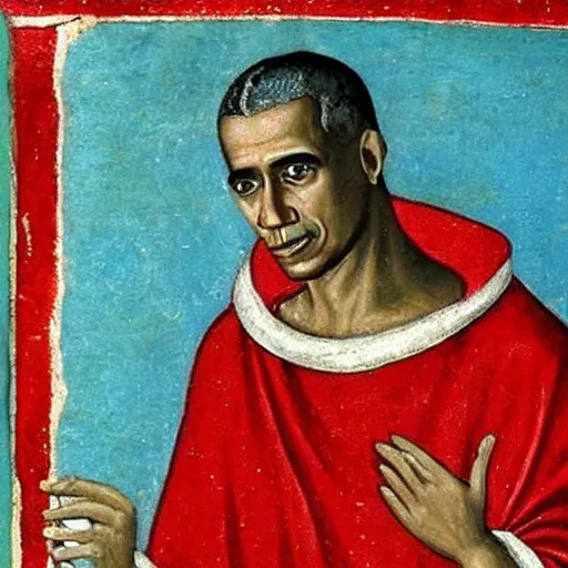 Prompt: medieval painting of barack obama