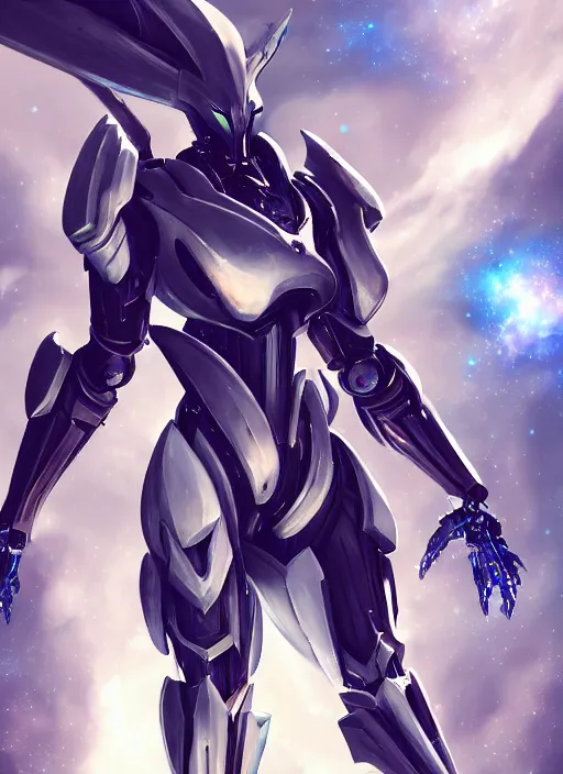 Image similar to cinematic shot, cosmic sized perfectly proportioned stunning beautiful anthropomorphic robot mecha female dragon, space background, larger than galaxies, holding milky way in sharp claws, sleek silver armor, epic proportions, epic size, epic scale, ultra detailed digital art, furry art, macro art, dragon art, giantess art, warframe fanart, furaffinity, deviantart