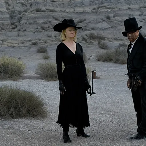 Image similar to westworld delores as the man in black