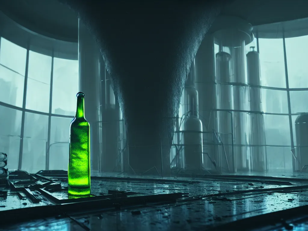 Image similar to Tornado inside of a bottle, science fiction industrial hard science concept art, 8K render octane high definition cgsociety, photorealistic, unreal engine 5