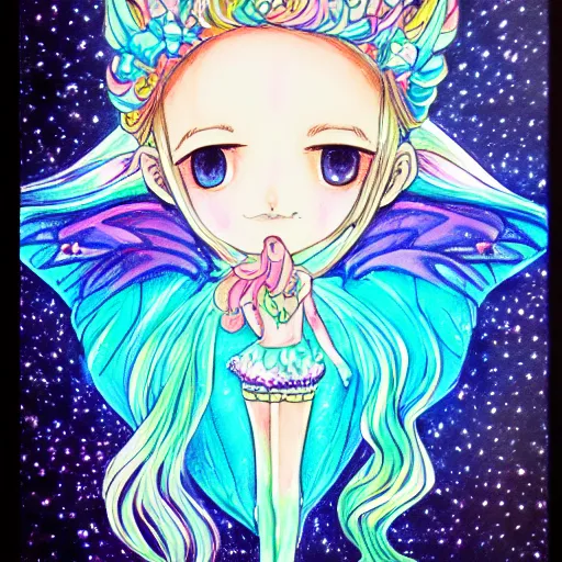 Prompt: ethereal ice cream faerie princess copic markers colored manga illustration