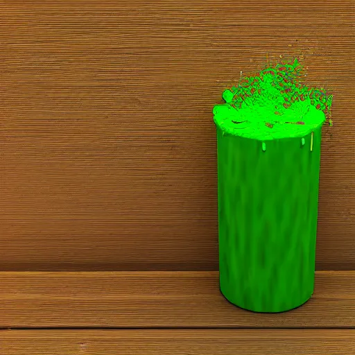 Image similar to wood cane with green slime on it, octane render