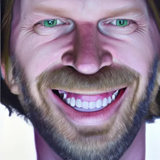 Image similar to aphex twin portrait, oil painting