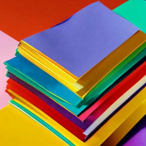 Image similar to a pile of complementary colored, gradients, papers