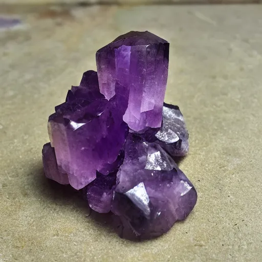 Prompt: amethyst crystals on smoky quartz