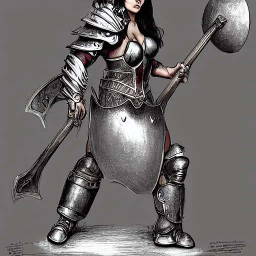Image similar to a muscular fantasy warrior woman wearing armour