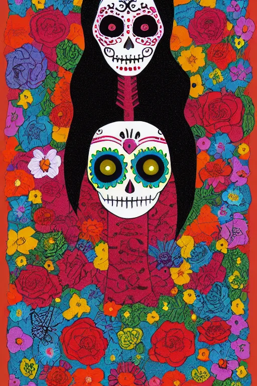 Image similar to Illustration of a day of the dead girl, art by Anni Albers