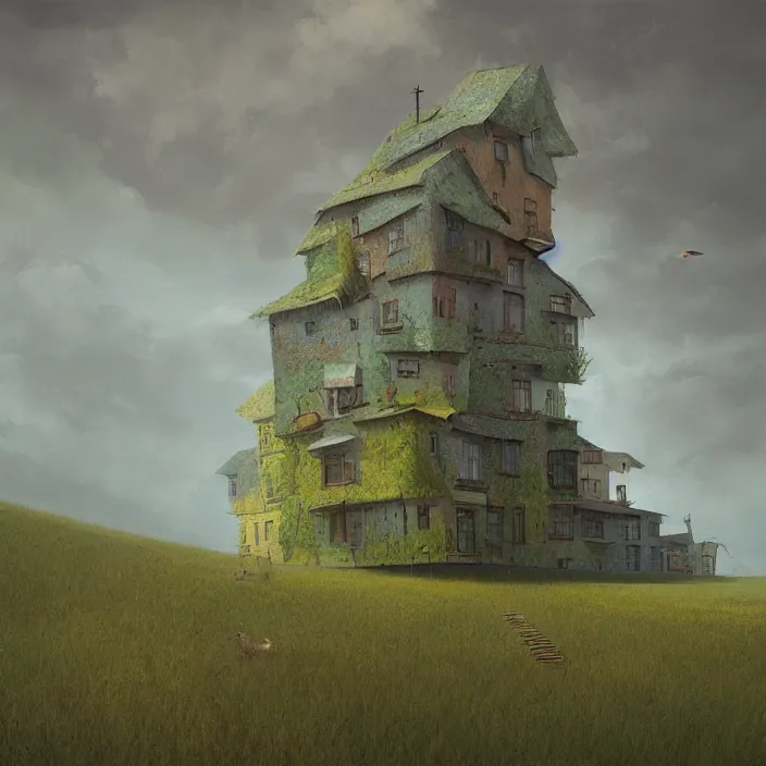 Image similar to a building in a landscape, by gediminas pranckevicius