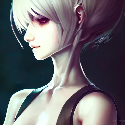 Prompt: portrait of a lttle female character inspired by 9 s nier automata, artwork by artgem lau, anna dittman, wlop and rossdraws, anatomically correct, smooth, clean detailed, sharped focus, symmetrical, perfect composition, illustration, extremely coherent, detailed face, arstation