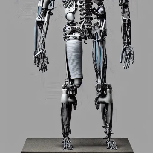 Prompt: a sculpture of anatomical cyborg